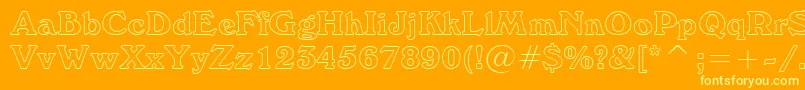 WindsorOutlineBt-fontti – keltaiset fontit oranssilla taustalla