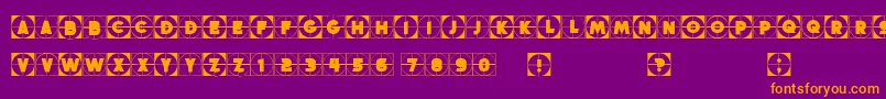 Griddyblocks-Schriftart – Orangefarbene Schriften auf violettem Hintergrund