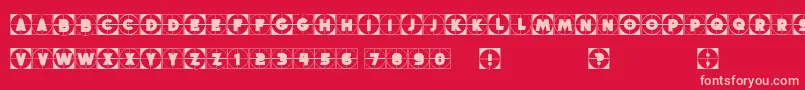 Griddyblocks-Schriftart – Rosa Schriften auf rotem Hintergrund