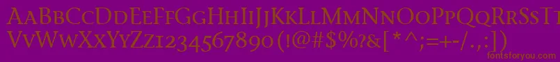 StoneInfScItcTtMedium-fontti – ruskeat fontit violetilla taustalla