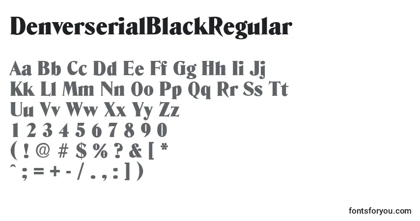 DenverserialBlackRegular-fontti – aakkoset, numerot, erikoismerkit