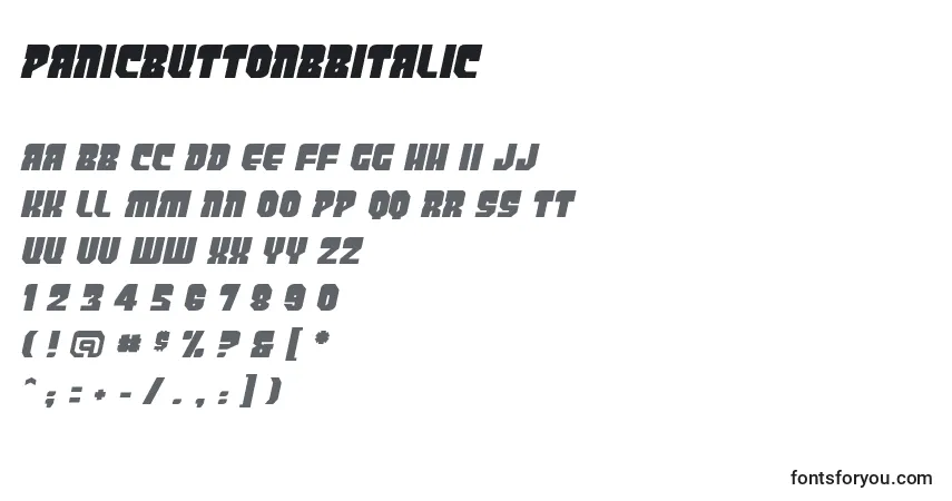 PanicbuttonbbItalicフォント–アルファベット、数字、特殊文字