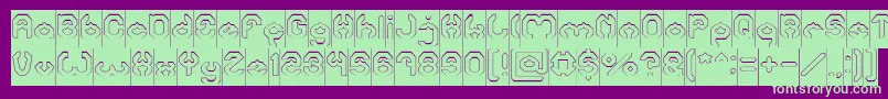 BizzareHollowInverse Font – Green Fonts on Purple Background