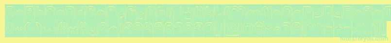 BizzareHollowInverse Font – Green Fonts on Yellow Background