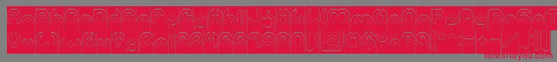 BizzareHollowInverse-fontti – punaiset fontit harmaalla taustalla