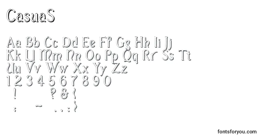 Czcionka CasuaS – alfabet, cyfry, specjalne znaki