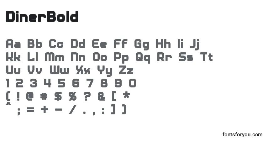 A fonte DinerBold – alfabeto, números, caracteres especiais