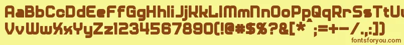 フォントDinerBold – 茶色の文字が黄色の背景にあります。