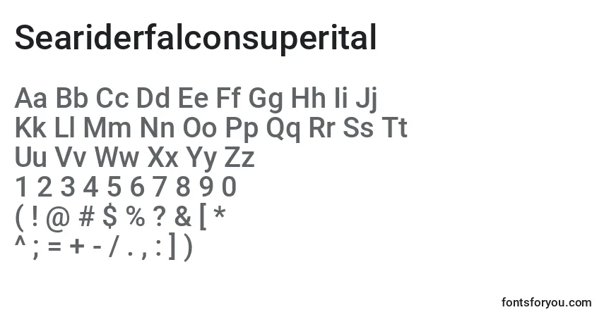 Czcionka Seariderfalconsuperital – alfabet, cyfry, specjalne znaki