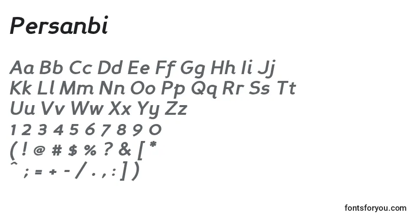 A fonte Persanbi – alfabeto, números, caracteres especiais