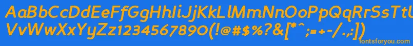 フォントPersanbi – オレンジ色の文字が青い背景にあります。