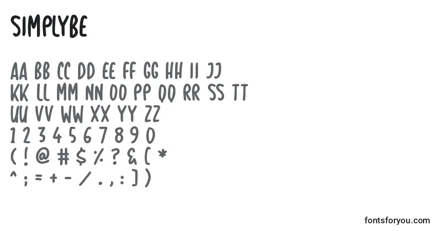 A fonte SimplyBe – alfabeto, números, caracteres especiais