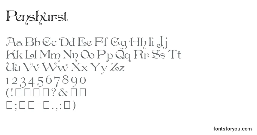 Fuente Penshurst - alfabeto, números, caracteres especiales