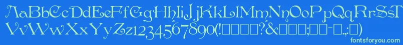 Penshurst Font – Green Fonts on Blue Background