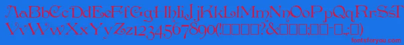 Penshurst-Schriftart – Rote Schriften auf blauem Hintergrund