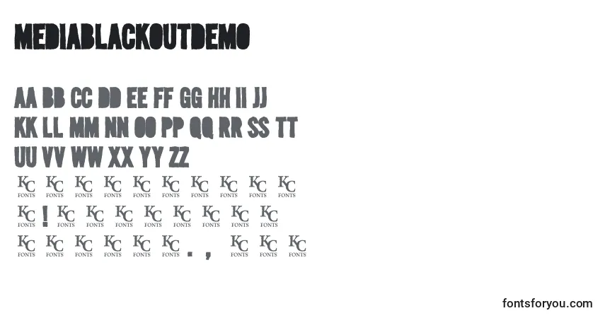 Шрифт Mediablackoutdemo – алфавит, цифры, специальные символы