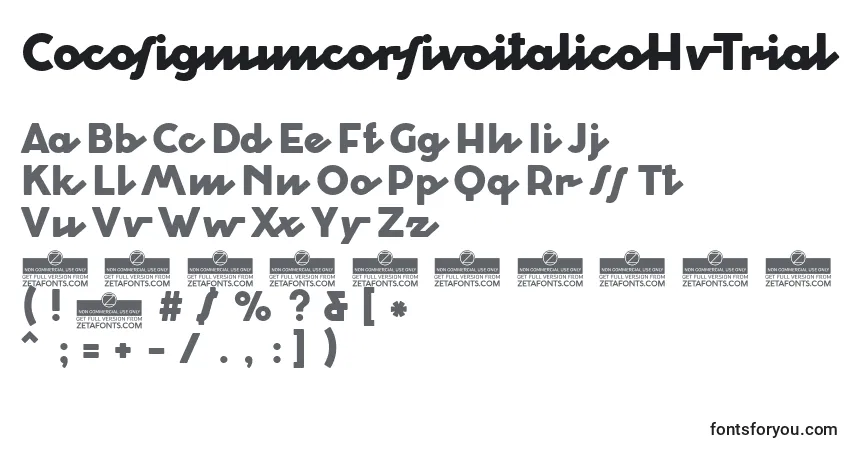 Шрифт CocosignumcorsivoitalicoHvTrial – алфавит, цифры, специальные символы