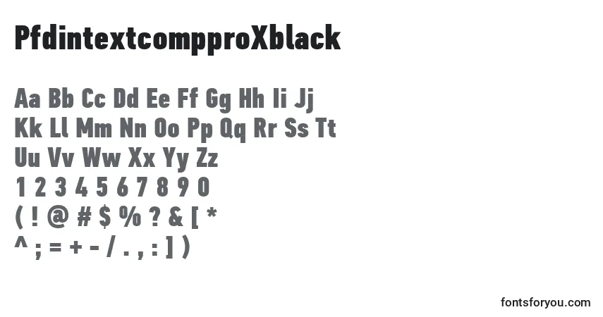 A fonte PfdintextcompproXblack – alfabeto, números, caracteres especiais
