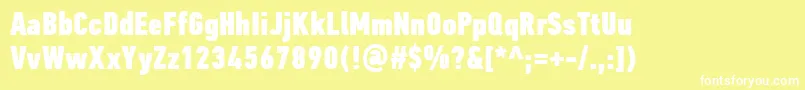 PfdintextcompproXblack-Schriftart – Weiße Schriften auf gelbem Hintergrund