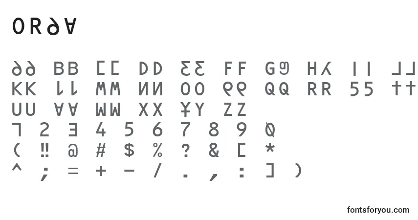 A fonte Orav – alfabeto, números, caracteres especiais