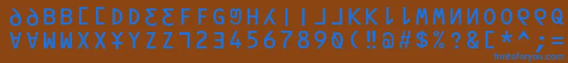 Weitere Informationen zur Orav-Schriftart Orav-Schriftart – Blaue Schriften auf braunem Hintergrund