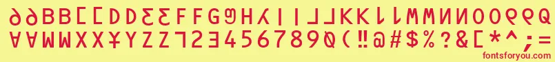 フォントOrav – 赤い文字の黄色い背景