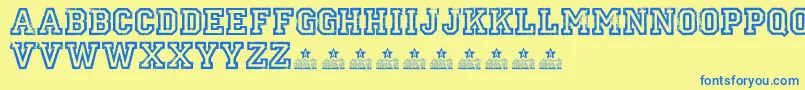 UniversidadPersonalUse-Schriftart – Blaue Schriften auf gelbem Hintergrund