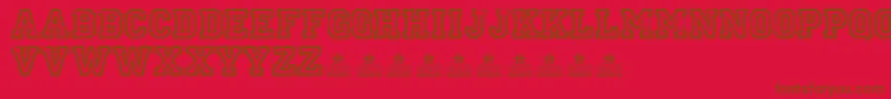 Weitere Informationen zur UniversidadPersonalUse-Schriftart UniversidadPersonalUse-Schriftart – Braune Schriften auf rotem Hintergrund