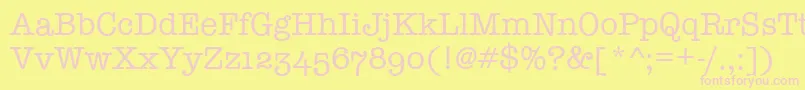 TypewriterOsfRegular-fontti – vaaleanpunaiset fontit keltaisella taustalla