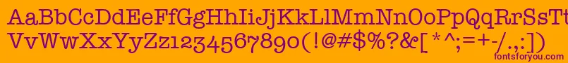 TypewriterOsfRegular-Schriftart – Violette Schriften auf orangefarbenem Hintergrund