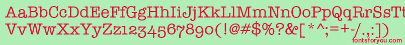 TypewriterOsfRegular Font – Red Fonts on Green Background