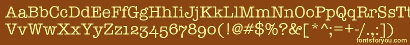 TypewriterOsfRegular-fontti – keltaiset fontit ruskealla taustalla