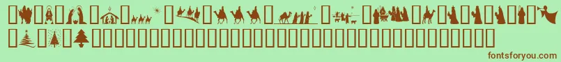 SlChristmasSilhouettesNormal Font – Brown Fonts on Green Background