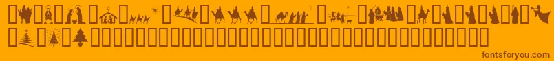 fuente SlChristmasSilhouettesNormal – Fuentes Marrones Sobre Fondo Naranja