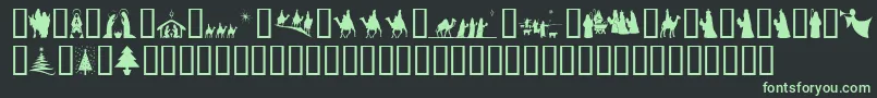 フォントSlChristmasSilhouettesNormal – 黒い背景に緑の文字