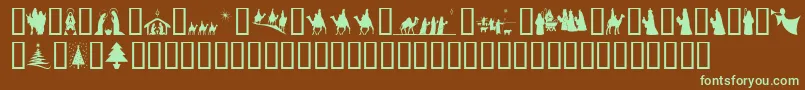Шрифт SlChristmasSilhouettesNormal – зелёные шрифты на коричневом фоне