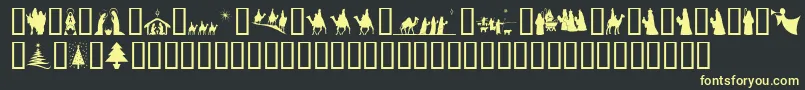 SlChristmasSilhouettesNormal Font – Yellow Fonts on Black Background