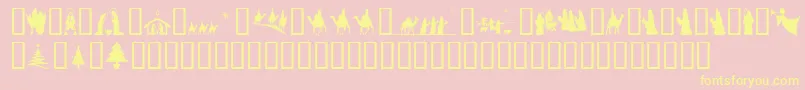 SlChristmasSilhouettesNormal-Schriftart – Gelbe Schriften auf rosa Hintergrund