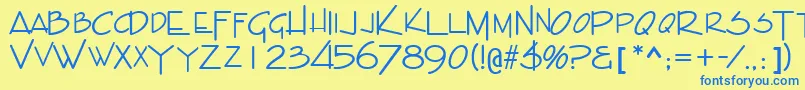 Weitere Informationen zur IndascapssskRegular-Schriftart IndascapssskRegular-Schriftart – Blaue Schriften auf gelbem Hintergrund