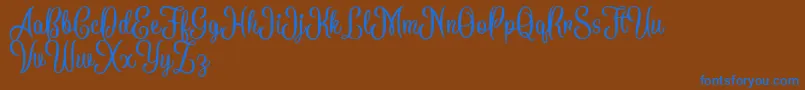 Saiba mais sobre a fonte BattallionScriptDemo Fonte BattallionScriptDemo – fontes azuis em um fundo marrom