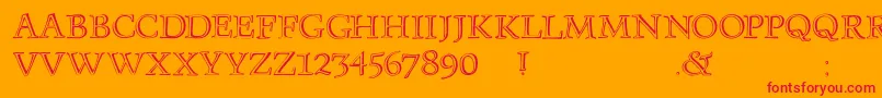 Monumenta-Schriftart – Rote Schriften auf orangefarbenem Hintergrund