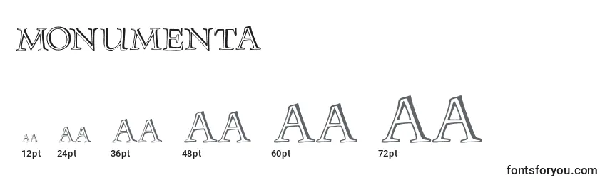 Размеры шрифта Monumenta