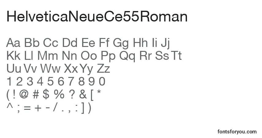 Czcionka HelveticaNeueCe55Roman – alfabet, cyfry, specjalne znaki