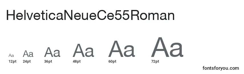 Größen der Schriftart HelveticaNeueCe55Roman