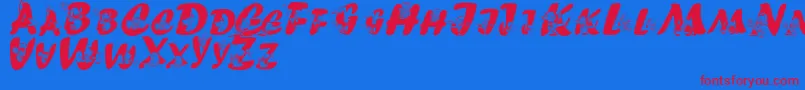 Fonte Everylettertellsastory – fontes vermelhas em um fundo azul