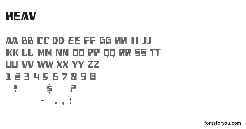 Шрифт Heav – алфавит, цифры, специальные символы