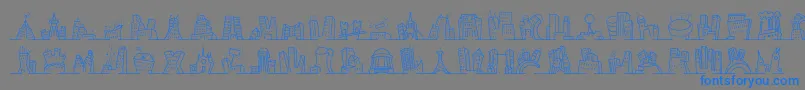 フォントMinipicsnakedcityday – 灰色の背景に青い文字