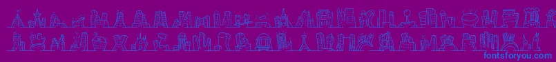 フォントMinipicsnakedcityday – 紫色の背景に青い文字