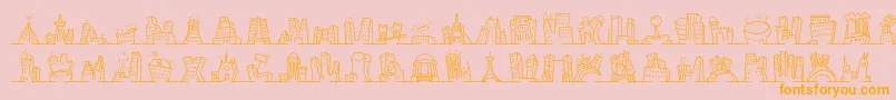 Minipicsnakedcityday-Schriftart – Orangefarbene Schriften auf rosa Hintergrund