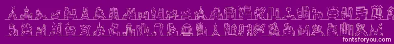 フォントMinipicsnakedcityday – 紫の背景にピンクのフォント